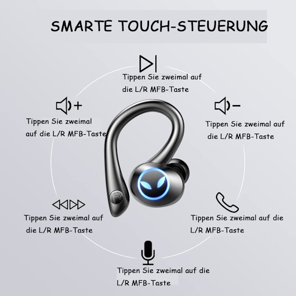 Bluetooth-kuulokkeet urheiluun - langattomat korvakuulokkeet - vedenpitävä USB-C-lataus