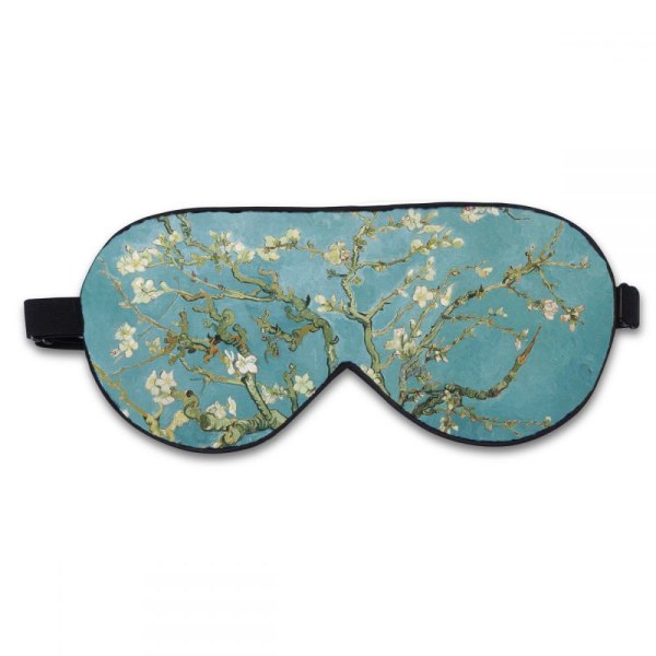 100% Organic Silk Sleeping Mask, Adjustable, Green-Floral