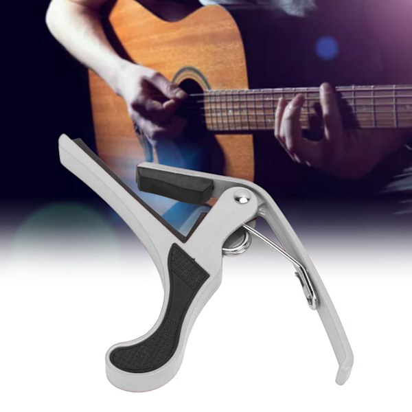 Gitarr Capo Legering Snabbkoppling Elektrisk Gitarr Capo Set med 2st Gitarrplektrum för Banjo Mandolin Silver