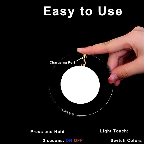 USB-oppladbar LED-coaster, flaskebelysning for drikkevarer, blinkende lyscoaster for barer, fester, bryllup, festivaler