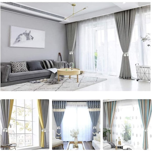 4-pack magnetiska gardinbindningar. Bekvämt draperat knytryggar Väv Silver Gray