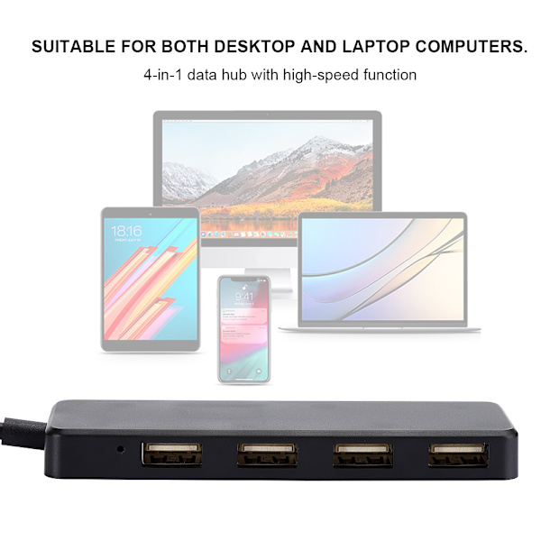 Hub HighSpeed USB3.0 Splitter Laptop 4Port UltraThin Expansion Portable Blue Light