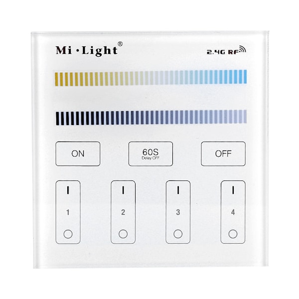 Milight 2.4G Langaton 4 Alueen Valon Värilämpötilan CCT Säädön Paneelin LED Kaukosäädin