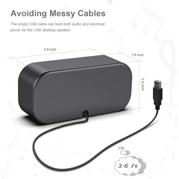 USB-datorhögtalare, PC-högtalare för bärbara datorer och USB-drivna små barhögtalare med högkvalitativt ljud Plug-and-play