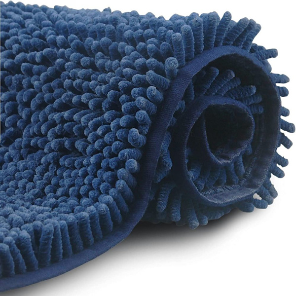 Halkskyddad badrumsmatta med hög lugg, maskintvättbar badrumsmatta med vattenabsorberande, mjuk chenillemikrofiber för bad, dusch och badrum.