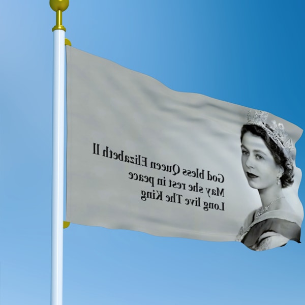 Hennes Majestäts flagga, minnesmärke över Storbritanniens drottning