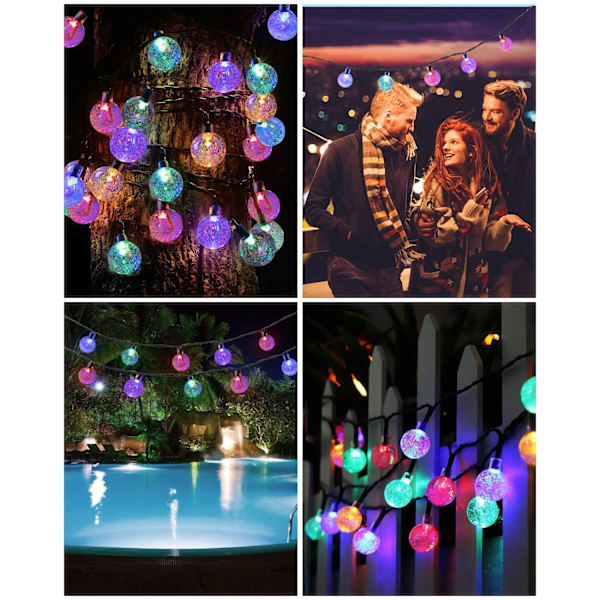 50 LED Solar Fairy Lights utomhus, 7M färgglada utomhuskristall B