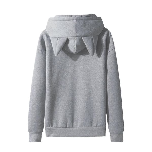 Mænd Afslappet Ensfarvet Pullover Katteører Hættefleece Lomme Sweatshirt Hættetrøje Gray M