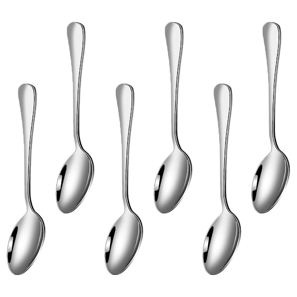 6 pieces, 20.3 cm, Kailatong stainless steel, spoon, soup spoon, dessert spoon, broken plate, dishwasher safe, 6-piece set