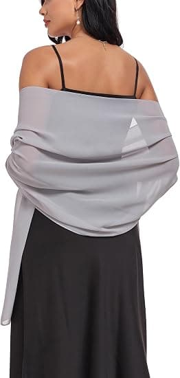 Shawls and Wraps Soft Chiffon Scarf for Evening Dresses Wedding Stole grey