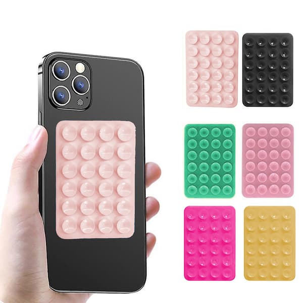 6-pack Silicone Suction Phone Case Adhesive Mount, Compatible with iPhone & Android Cell Phone Cases, Hands-Free Mobile Accessory Holder Fidget Toy