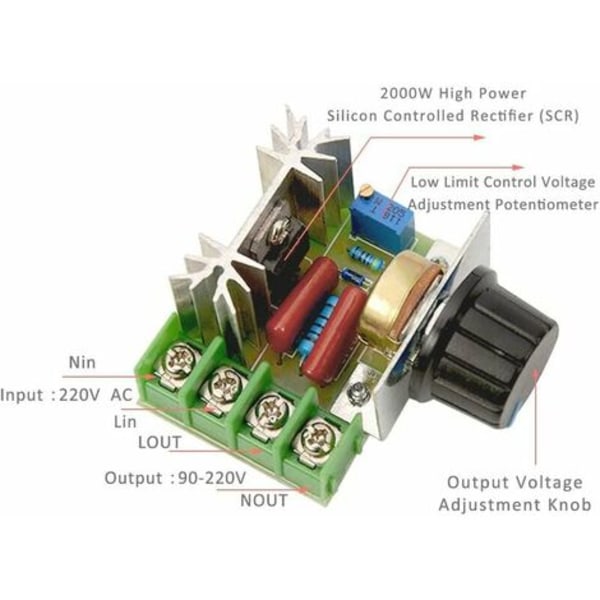 2000W 25A SCR Varvtalsregulator Hög Effektivitet Konstant Spänning