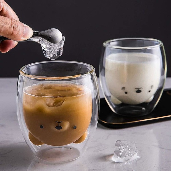 Sharemee söpö mukit kaksinkertainen seinä eristetty lasi espresso kuppi