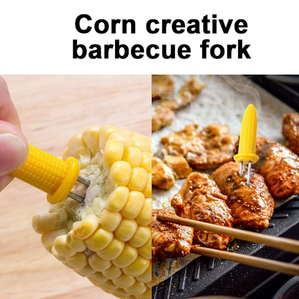 Majskolvspett för BBQ Twin Holder Hemlagad matgaffel