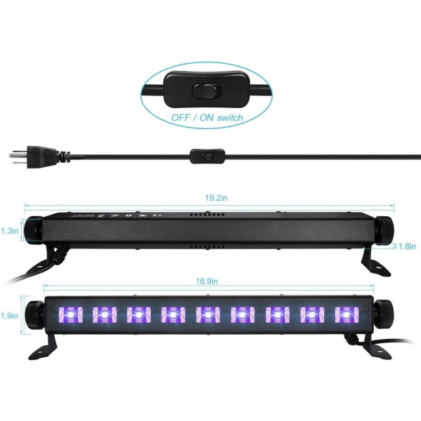 9 LED svart ljus, 27W LED UV Bar Glow In The Dark Party Supplie