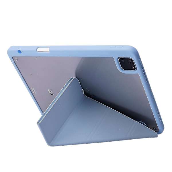 Til iPad Pro 12,9 tommer (2021)/(2020)/(2018) Tablet Etui Auto Wake/Sleep Origami Stativ Pu Læder + Akryl Cover - Mørkeblå--
