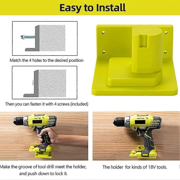 5 Pcs Tool Holder for Ryobi 18V Power Tools Wall Mount Portable Holder Bracket Hanger Storage Organizer