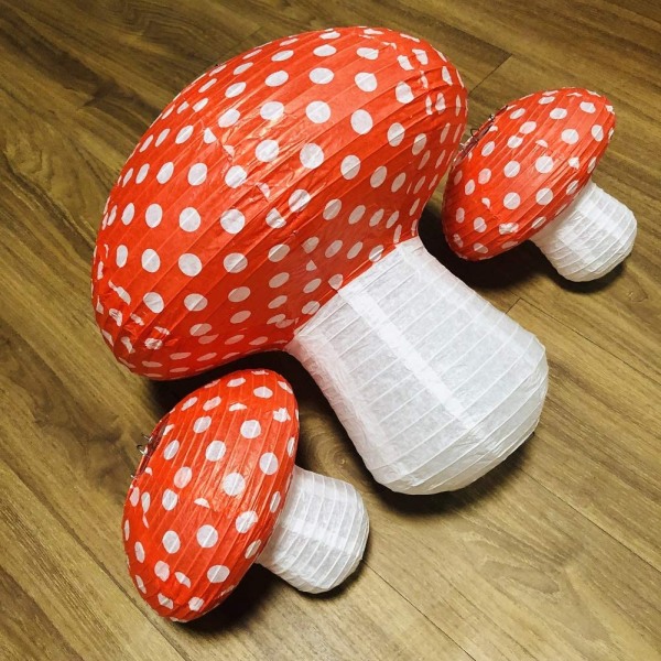 3 stk store soppformede papirlykter