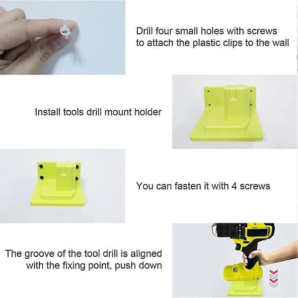5 Pcs Tool Holder for Ryobi 18V Power Tools Wall Mount Portable Holder Bracket Hanger Storage Organizer