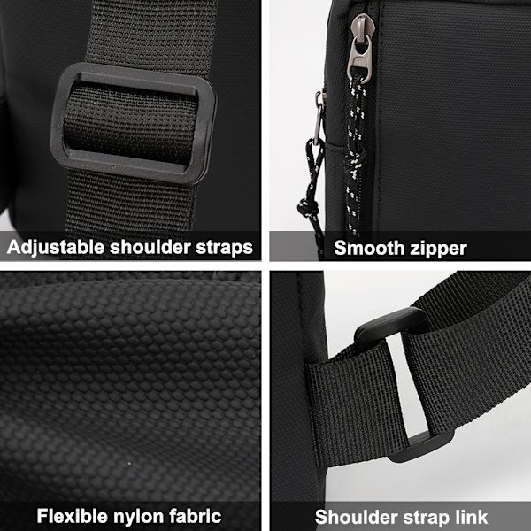 Ensidig liten ryggsekk sølsikker høy tetthet nylon stoff brystpose-diagonal brystpose