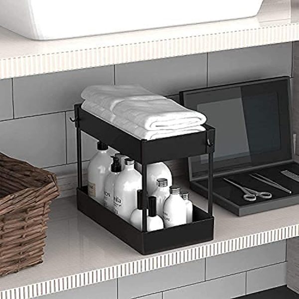 Under Sink Organizer, Under Bathroom Sink Storage 2 Tier
