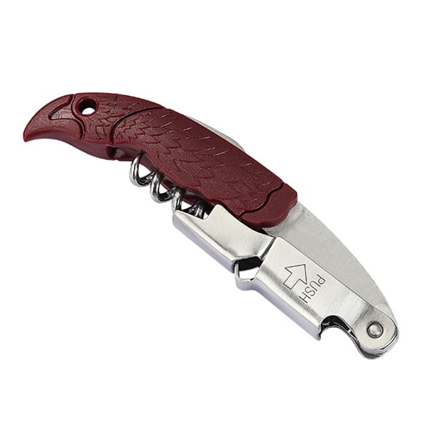 Vinkorketrækker - Vinkorketrækker med Ergonomisk ABS Greb, Øl wine red