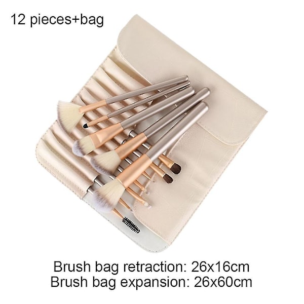 12 stk. Makeup Pensel Sæt - Premium Syntetisk Foundation Pudder Concealers Øjenskygger Blush Makeup Pensler med sort etui - Style 3