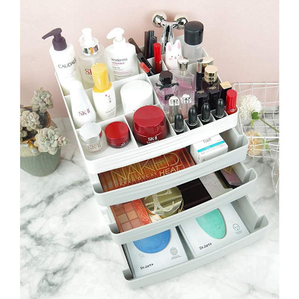 Kosmetisk makeup-arrangør med skuffer, plastik badeværelse