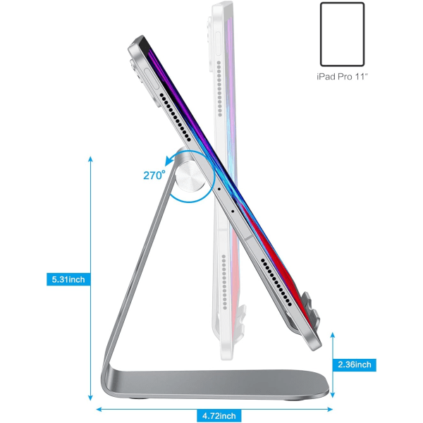 Justerbart tablettställ i aluminium för skrivbord