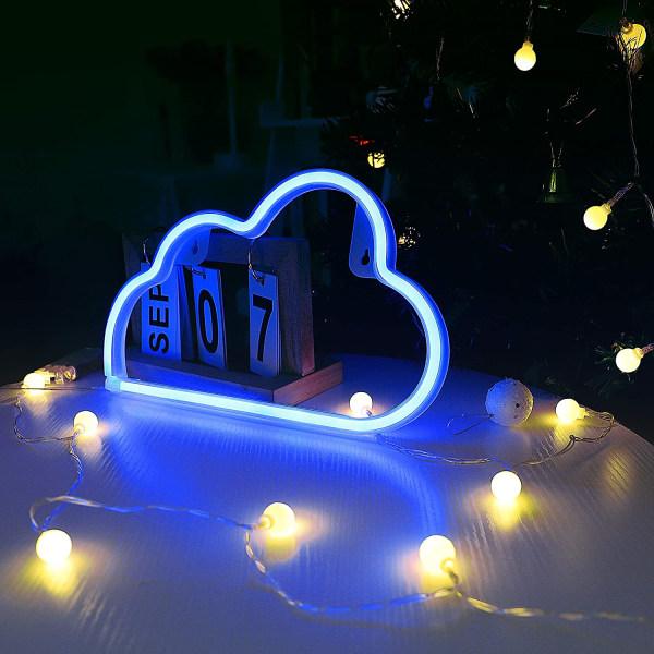 Cloud Neonskyltar, USB laddning/batteri LED Neonljus för fest Blue