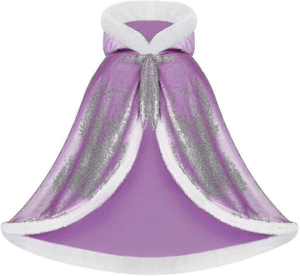 Festlig vendbar kappe til voksne og børn, perfekt til Halloween- og julekostumer Purple 110cm