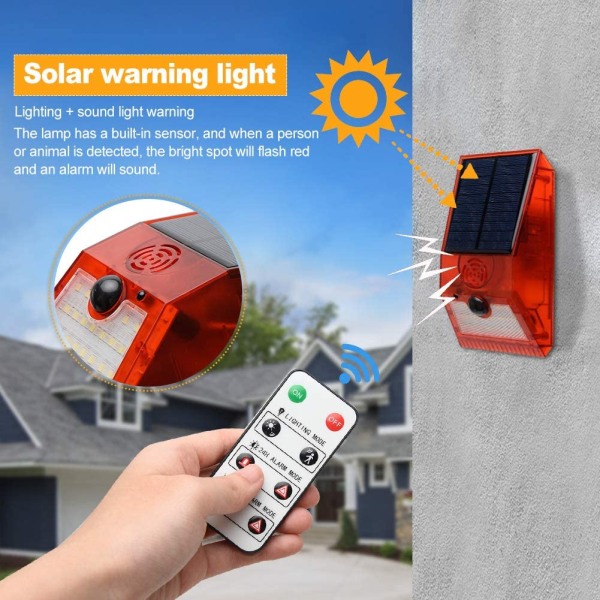 Solljus med rörelsesensor Strobe och fjärrkontroll, Solar