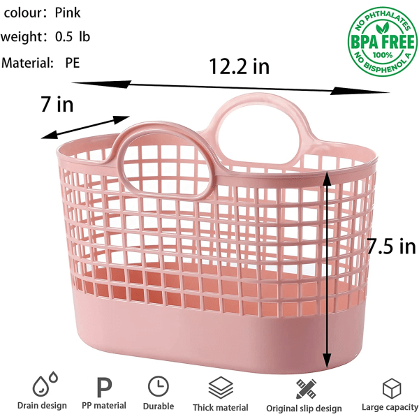 Bärbar duschkorg, förvaringskorg i plast, mjuk bärbar väska