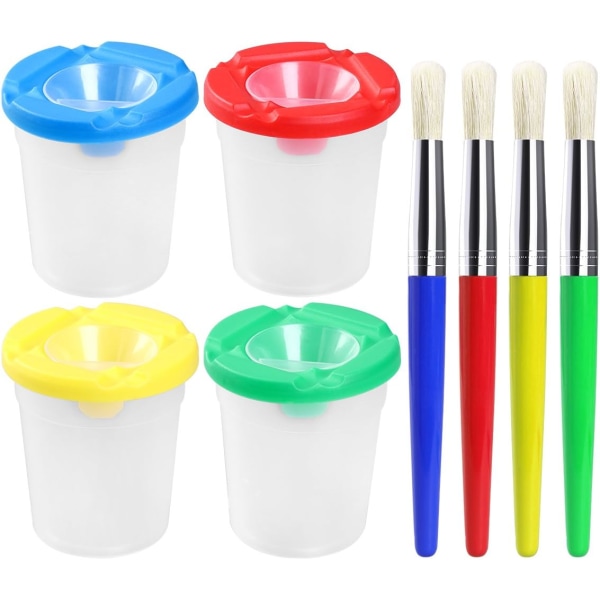 ULTNICE 4 kpl No Spill Paint Cups värillisillä kansilla ja 4 kpl