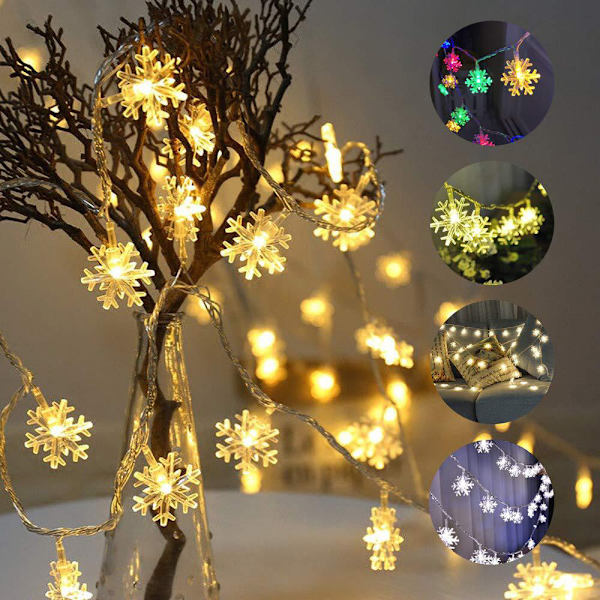 19.6ft 40st LED Julminibelysning, batteridriven för Indo Warm White