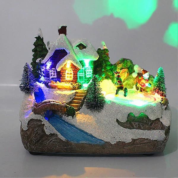 Julelysende julehuse Landsby Julepynt Sne Hus med LED-lys til Boligindretning B