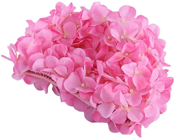Blomsterblad Dame Badehætte Badehætte Kvinder Retro Badehætte til Langt/Kort Hår, Pink