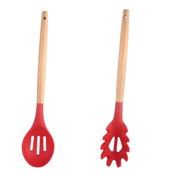 2-pack köksredskap i runt trähandtag, non-stick värme