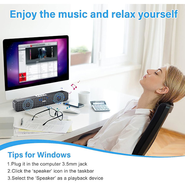 ViViness Computer-højttalere til skrivebord med Bluetooth 5.0