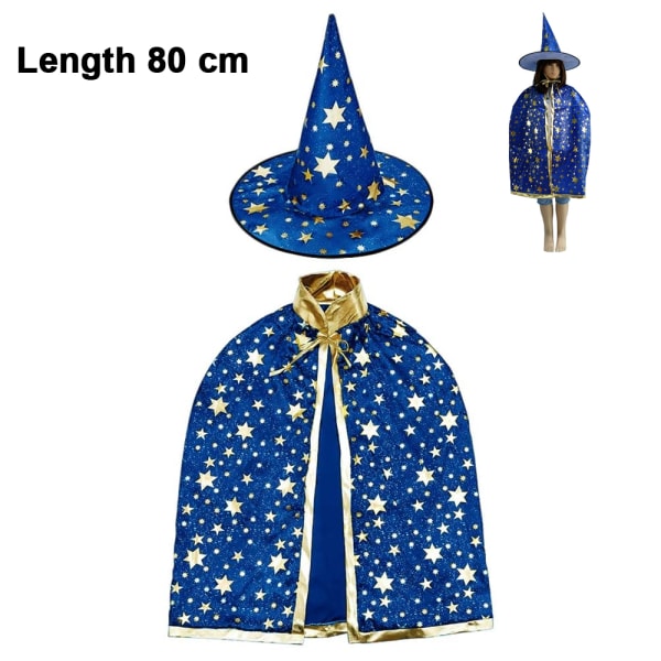 Halloween Costume Wizard Cape Häxkappa med hatt med Stay