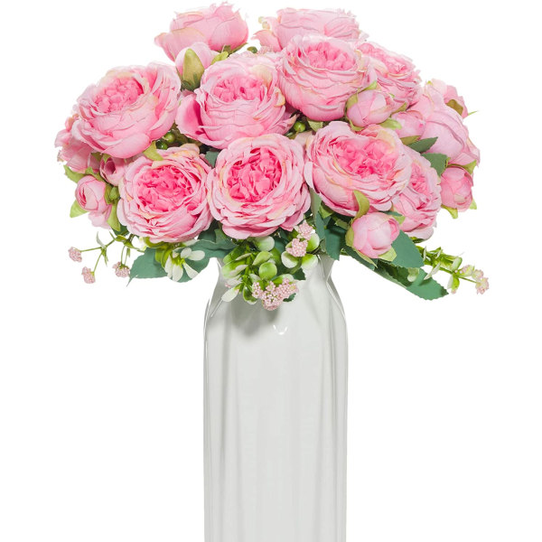 4 bunter kunstige blomster til dekorasjon Faux Rose Fake