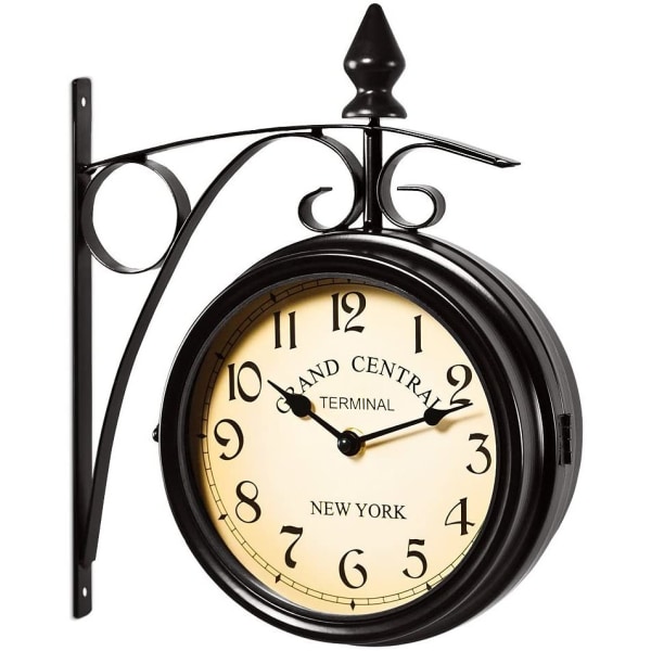 Black - European style clock iron double-sided wall clock