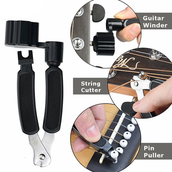Gitartilbehørssett ABS Nyttige verktøy med Capo Plektere Strenger Sett Fingerbeskyttere Gitarplugger
