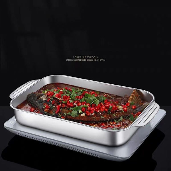 1 st - Rostfritt stålplatta Rektangulär bricka Grill-33*19