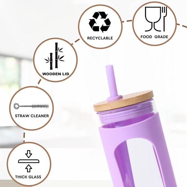600 ml godisfärgat glas, värmebeständigt glasflaska med värmeisolerande jacka
