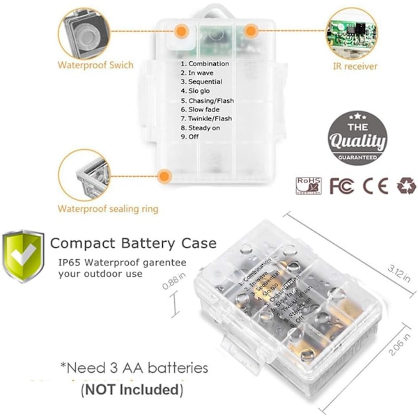 Strålkulor, julgranskulor batteridrivna ljusslinga LED-ljusdekoration för alla hjärtans dag julgran bröllop födelsedagsfester (1,5 m-10