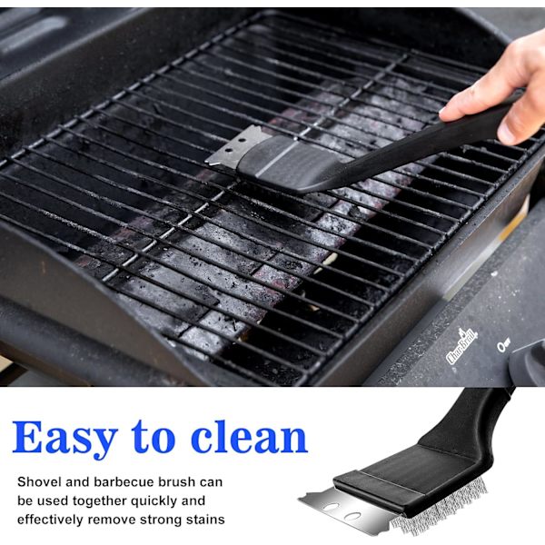 3 kpl Grillisivellintä, Grillisivellin, BBQ-puhdistussivelin, Grillisivellin, 3-in-1 BBQ-sivelin, Puhdistustyökalu raapimella, hiiligrillille, sähkölle
