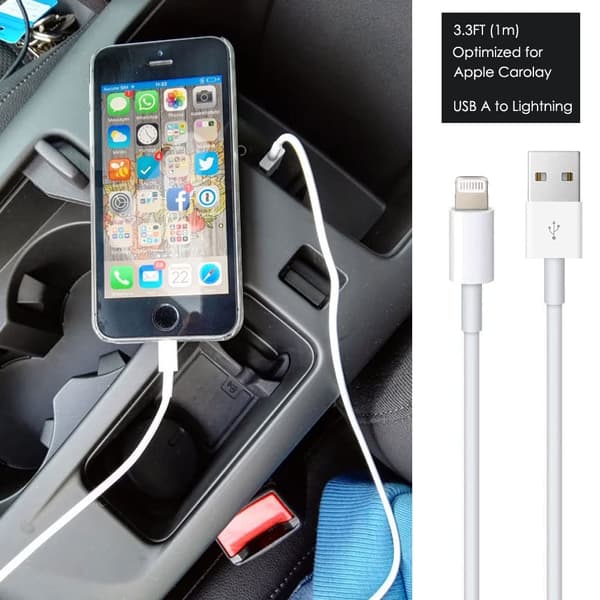 2025 Seneste Model Bil Apple Carplay-kabel, USB A til Lightning-kabel til iPhone 14, 14 Pro Max, 13, Plus, SE 2. generation