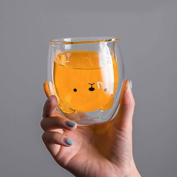 Sharemee søte krus med dobbeltvegget isolert glass espresso kopp