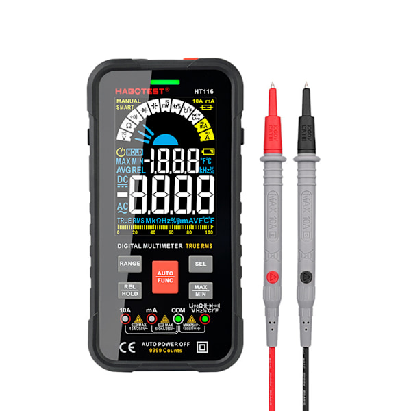Digital multimeter med 10000 räkningar, KAIWEETS KM601 intelligent strömmätare CAT III 1000V, CAT IV 600V, True RMS Auto-Range, mäter spänning,